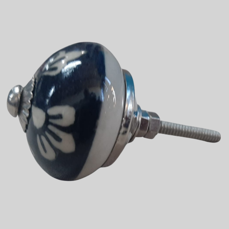 Knob Floral Blue and White