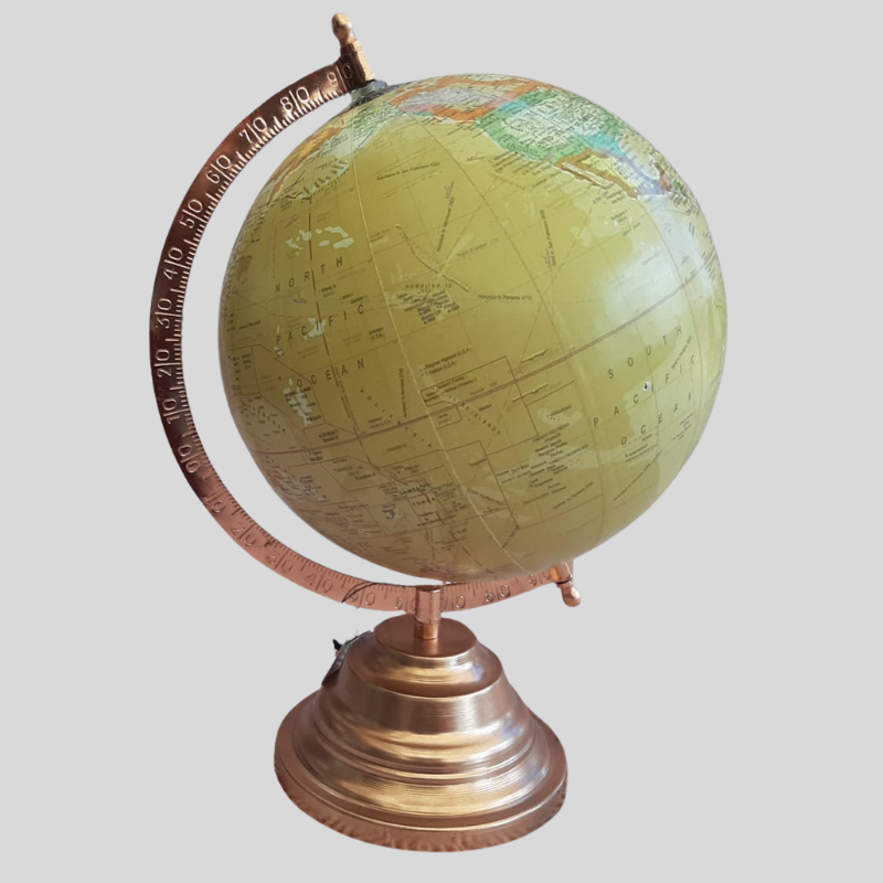 World Globe - Yellow and Rosegold Stand 30cm