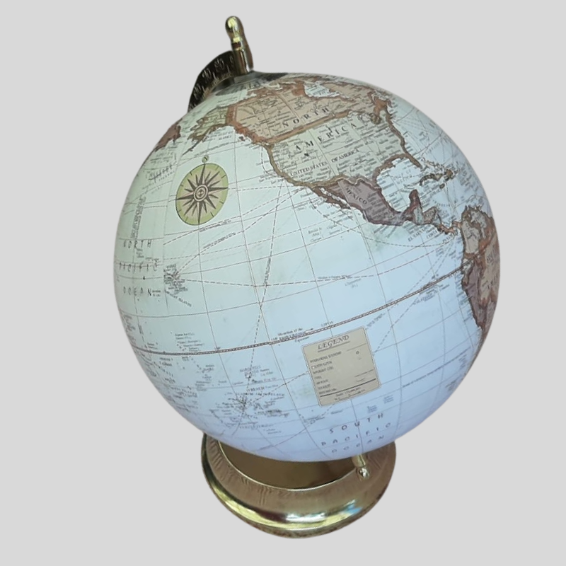 World Globe - White with Gold Stand 30cm