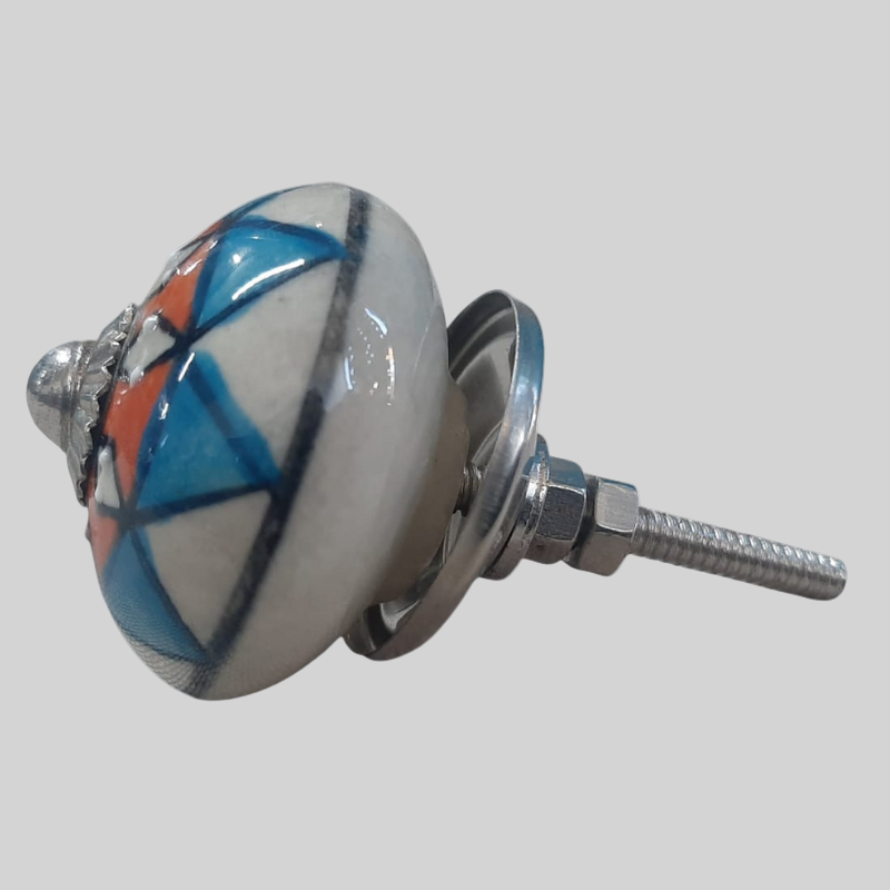 Knob Floral Orange and Blue