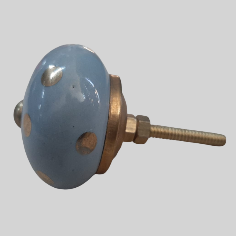 Knob - Blue and Golden Dots