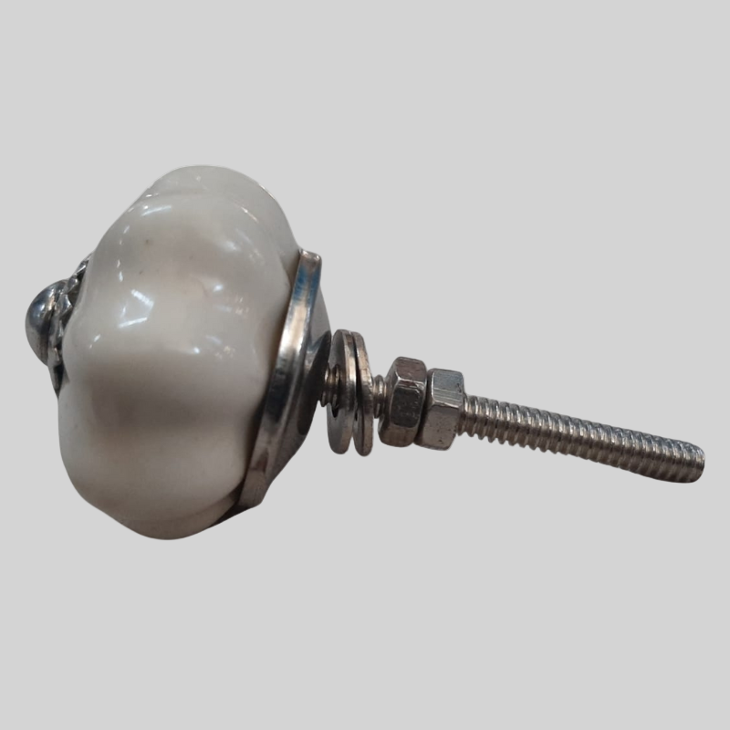 Knob - Plain White Flower Shape