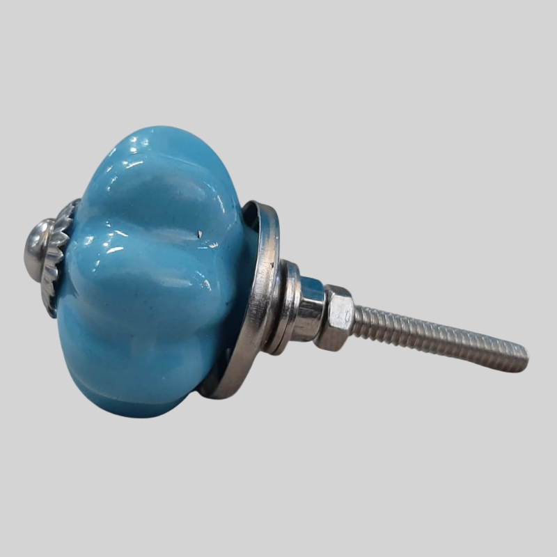 Knob Light Blue Floral Shape