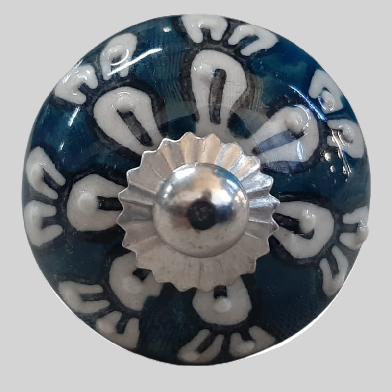 Knob Blue and White Floral