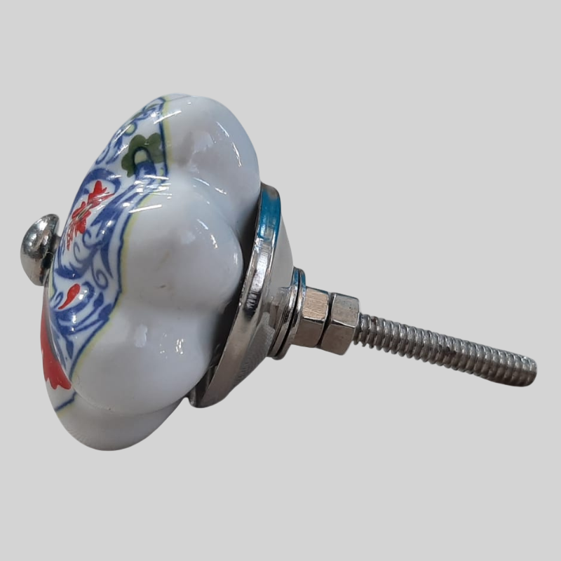 Knob Blue and Red Floral