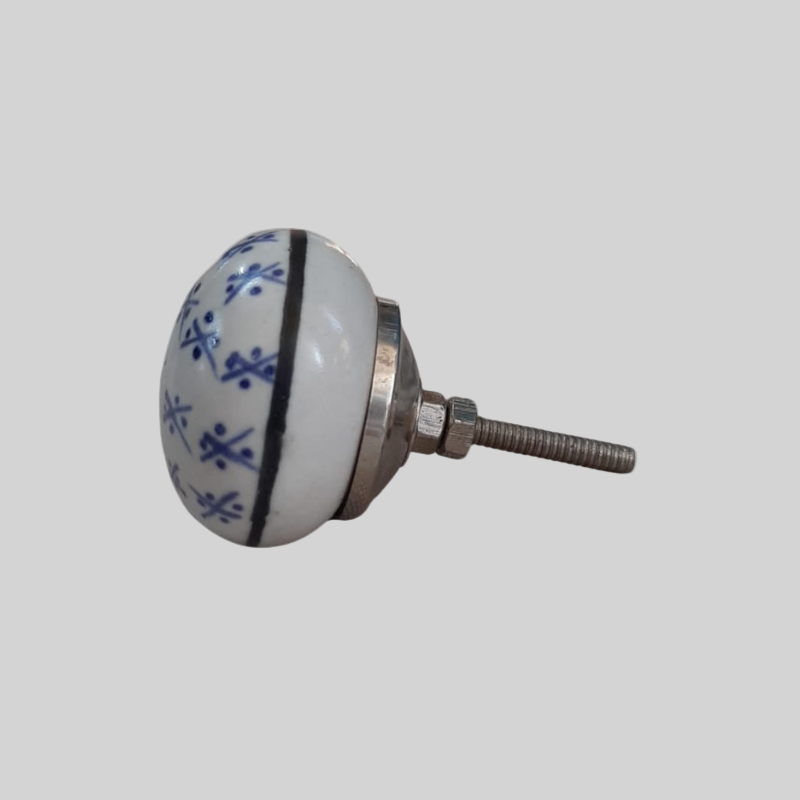 Ceramic Knob Specific Motif Blue and White