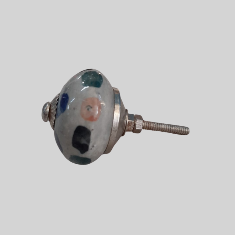 Ceramic Knob Dotted Blue