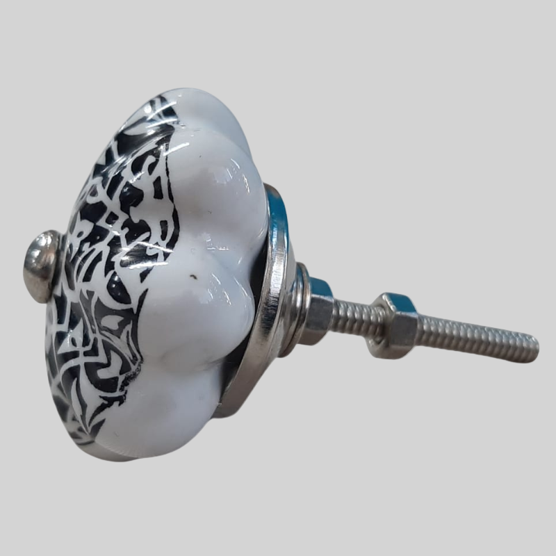 Knob Black and White Floral