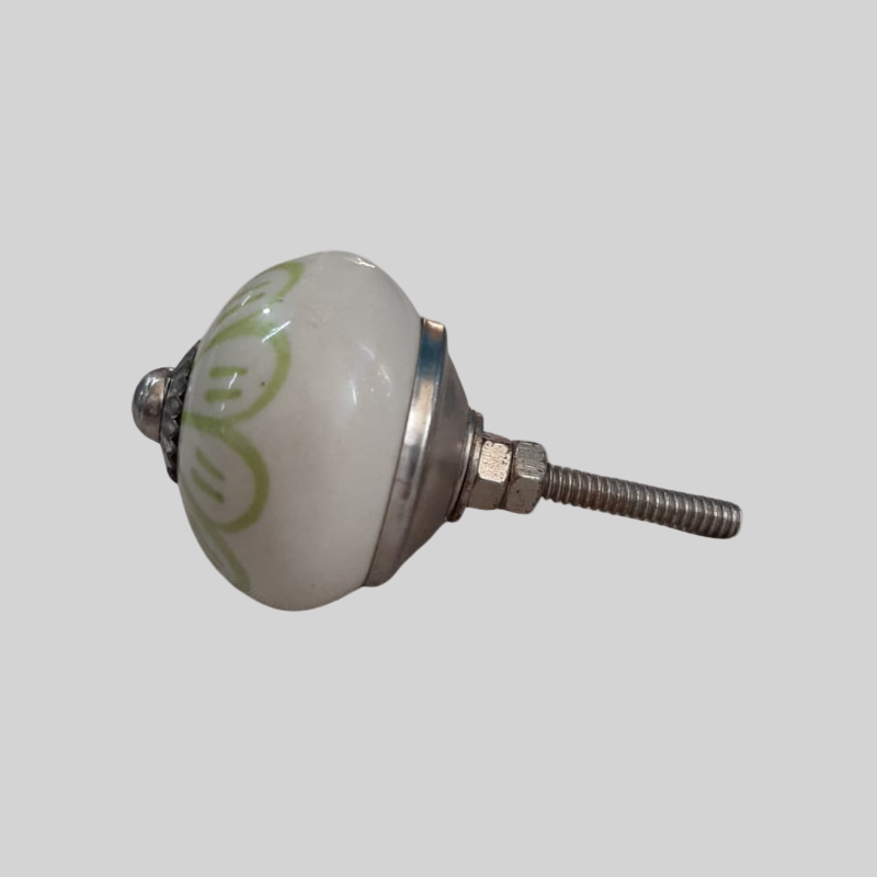 Ceramic Knob Floral Green