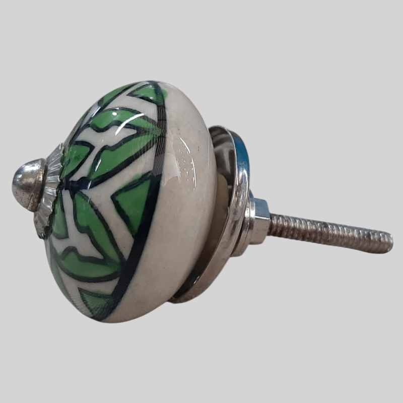 Knob - Green Leave Pattern