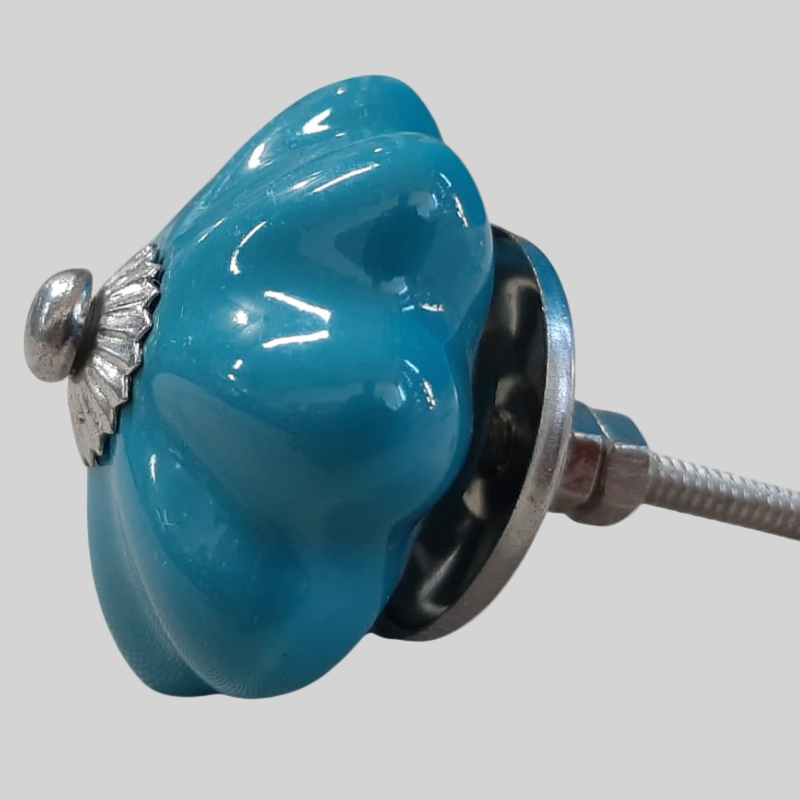 Knob Turquoise Floral Shape