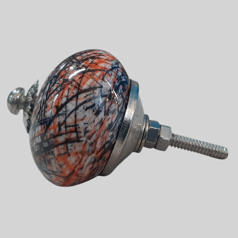 Knobs Crackle glaze Orange and Black