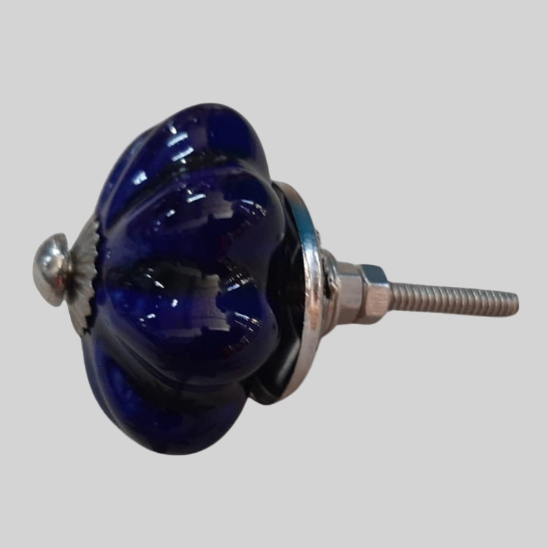 Ceramic Knob Floral Shape Nave Blue