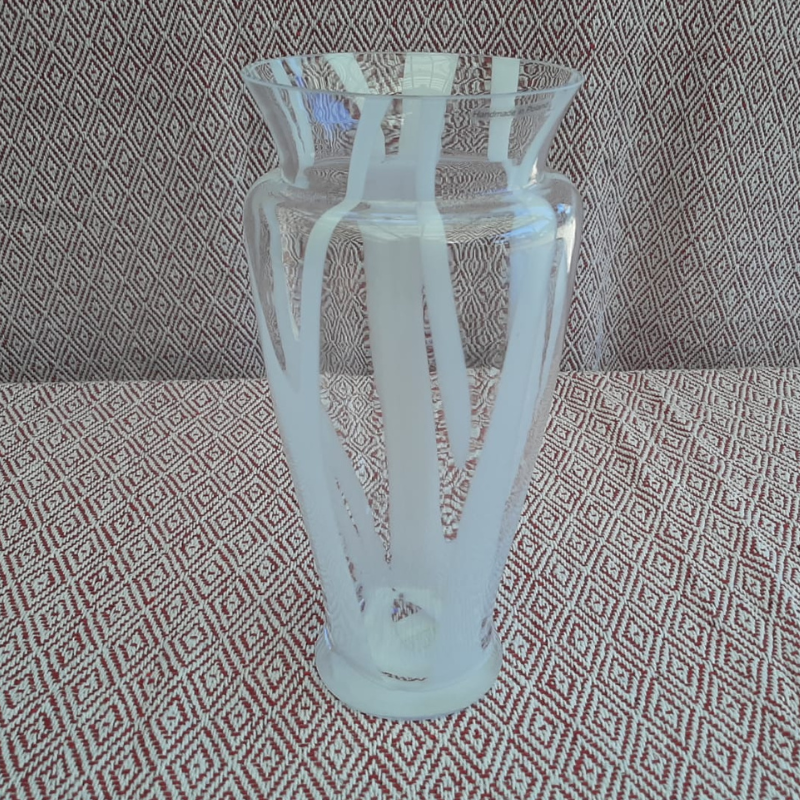 Vase Clear with White stripes