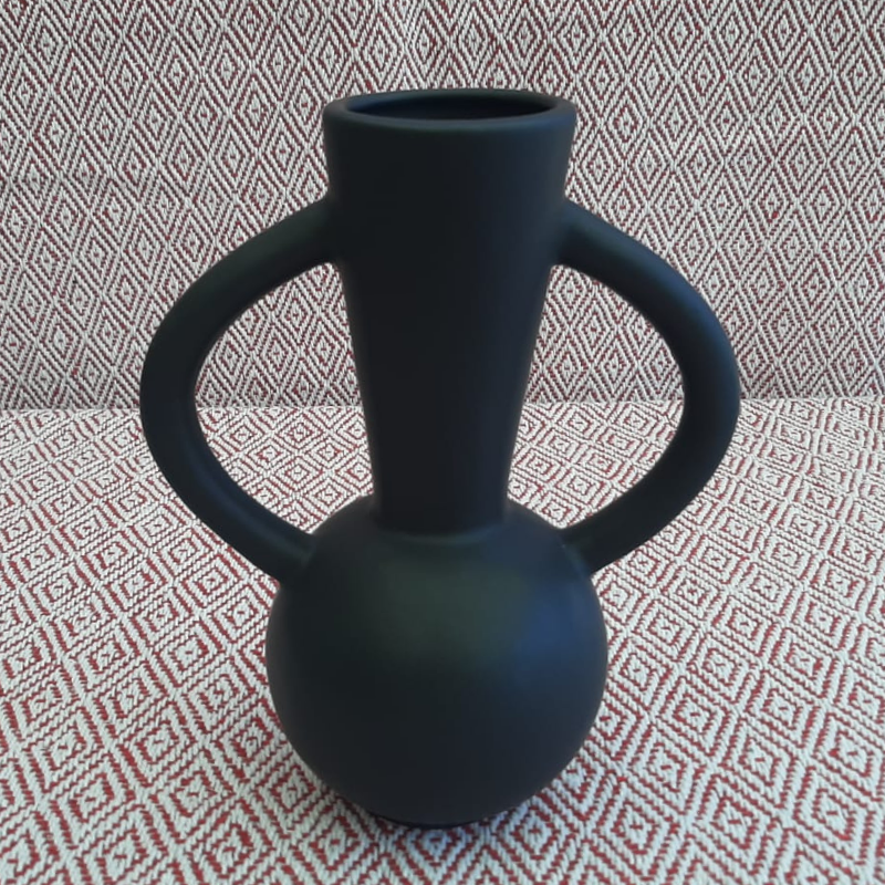 Vase Black with Handles 22.5cm