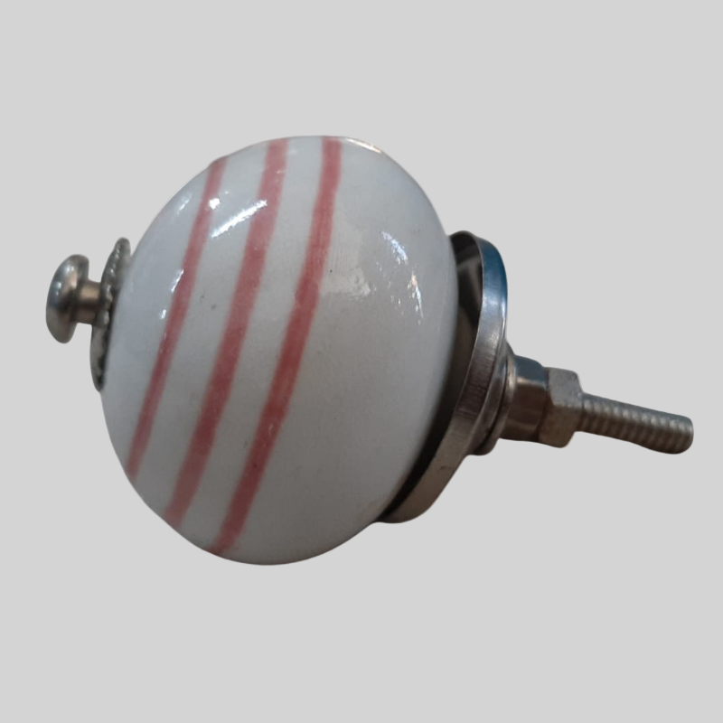 Knobs - White and Pink stripes