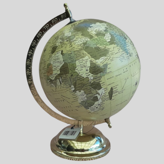 World Globe - Green and Gold Stand 30cm