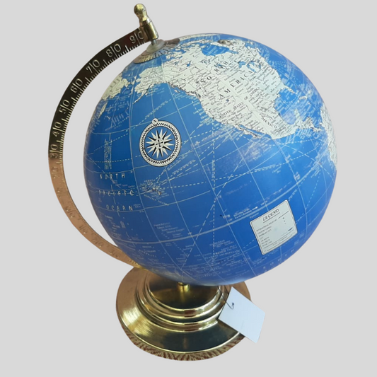 World Globe - Blue and Gold Stand 30cm