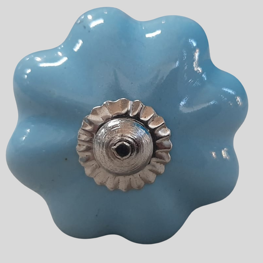 Knob Baby Blue Floral Shape
