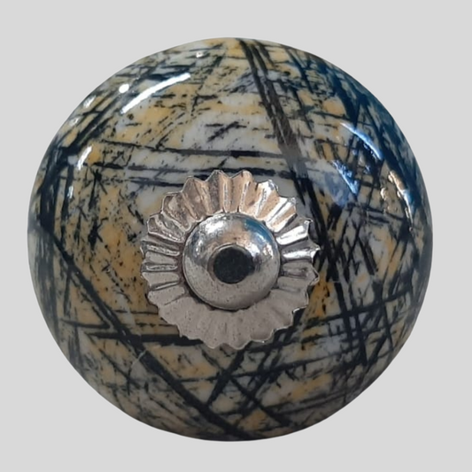 Knobs Crackle glaze Black and Yellow
