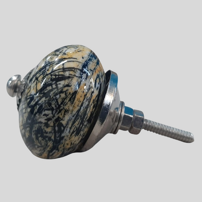 Knobs Crackle glaze Black and Yellow