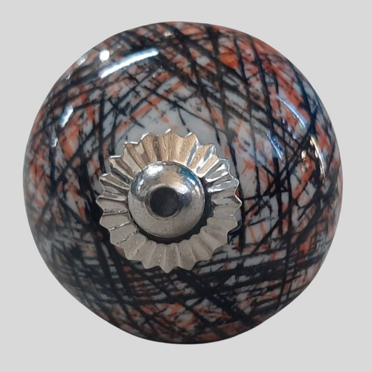 Knobs Crackle glaze Orange and Black
