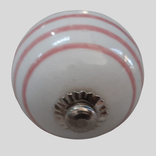 Knobs - White and Pink stripes