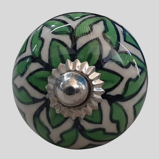 Knob - Green Leave Pattern