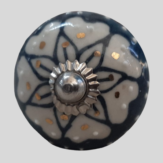 Knob Floral Black and Gold