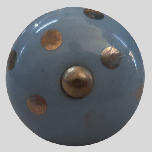 Knob - Blue and Golden Dots