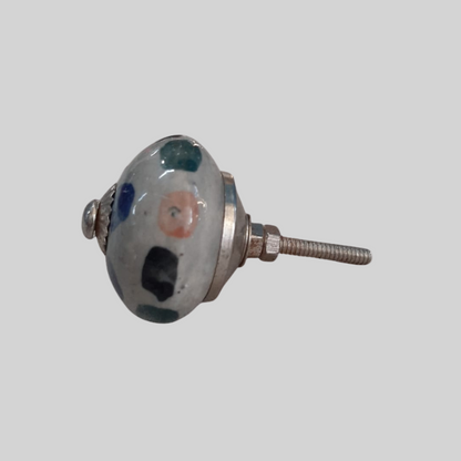 Ceramic Knob Dotted Blue
