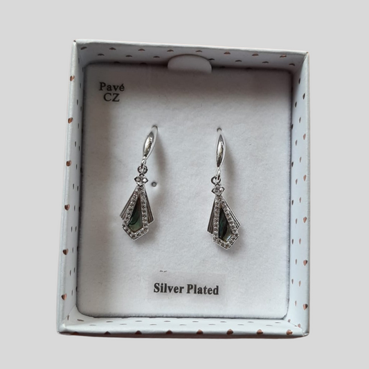 Earrings - Pavé Green Stone