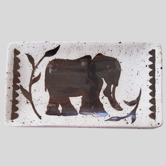 African Gold Printed Plates - Elephant