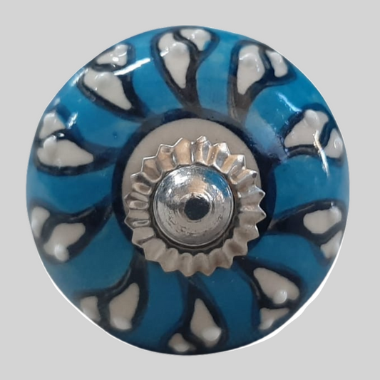Knob - Blue and White