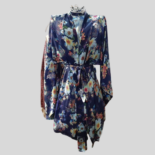 Roze Collection - Short Floral Kimono Navy