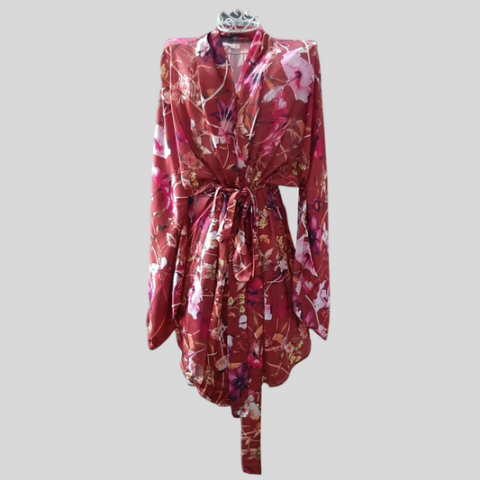 Roze Collection - Short Floral Kimono Red