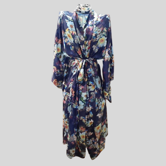 Roze Collection - Long Floral Kimono Navy