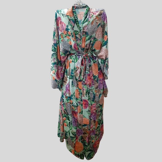 Roze Collection - Long Floral Kimono Green