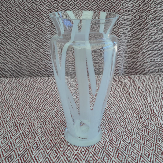 Vase Clear with White stripes