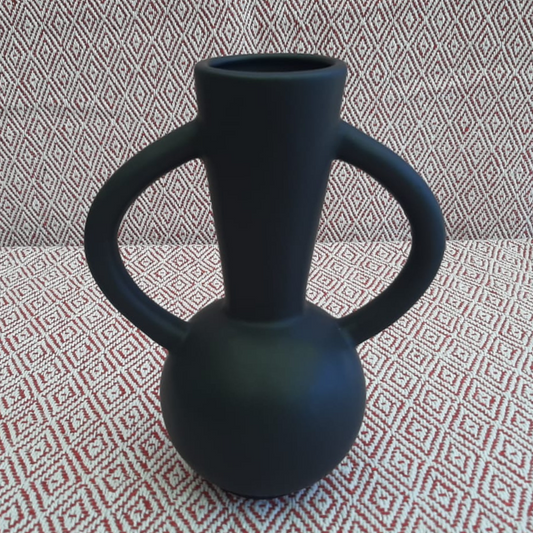 Vase Black with Handles 22.5cm