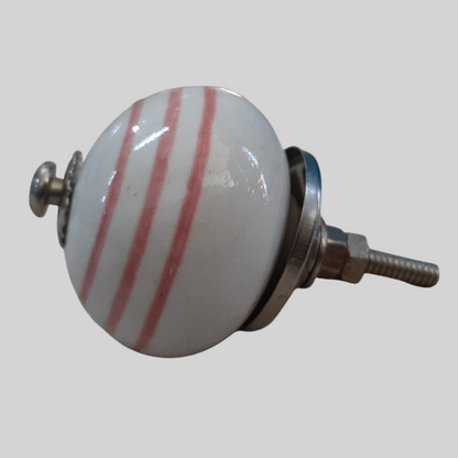 Knobs - White and Pink stripes