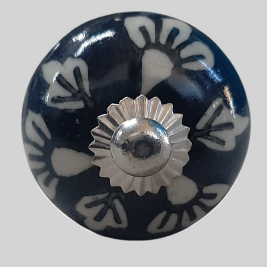 Knob Floral Blue and White